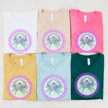 Southern Girl Charm Crab Sublimation Design PNG Digital Download Printable Southern Preppy Beach Summer Girly Prep Preppy Purple Teal