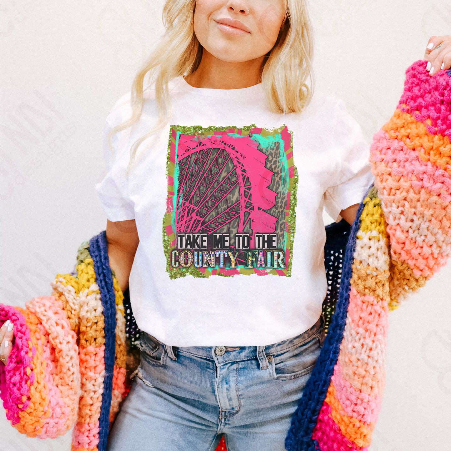 Take Me to the County Fair Sublimation Design PNG Digital Download Printable Ferris Wheel Marquee Leopard Glitter Fall Southern Country