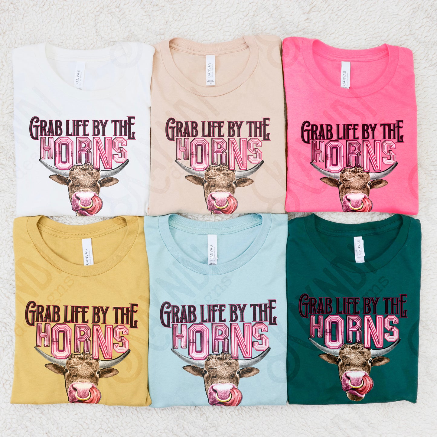 Take Life By The Horns Sublimation PNG Digital Download Printable Design Sublimation Country Western Southern Rodeo Steer Cow Cattle Head