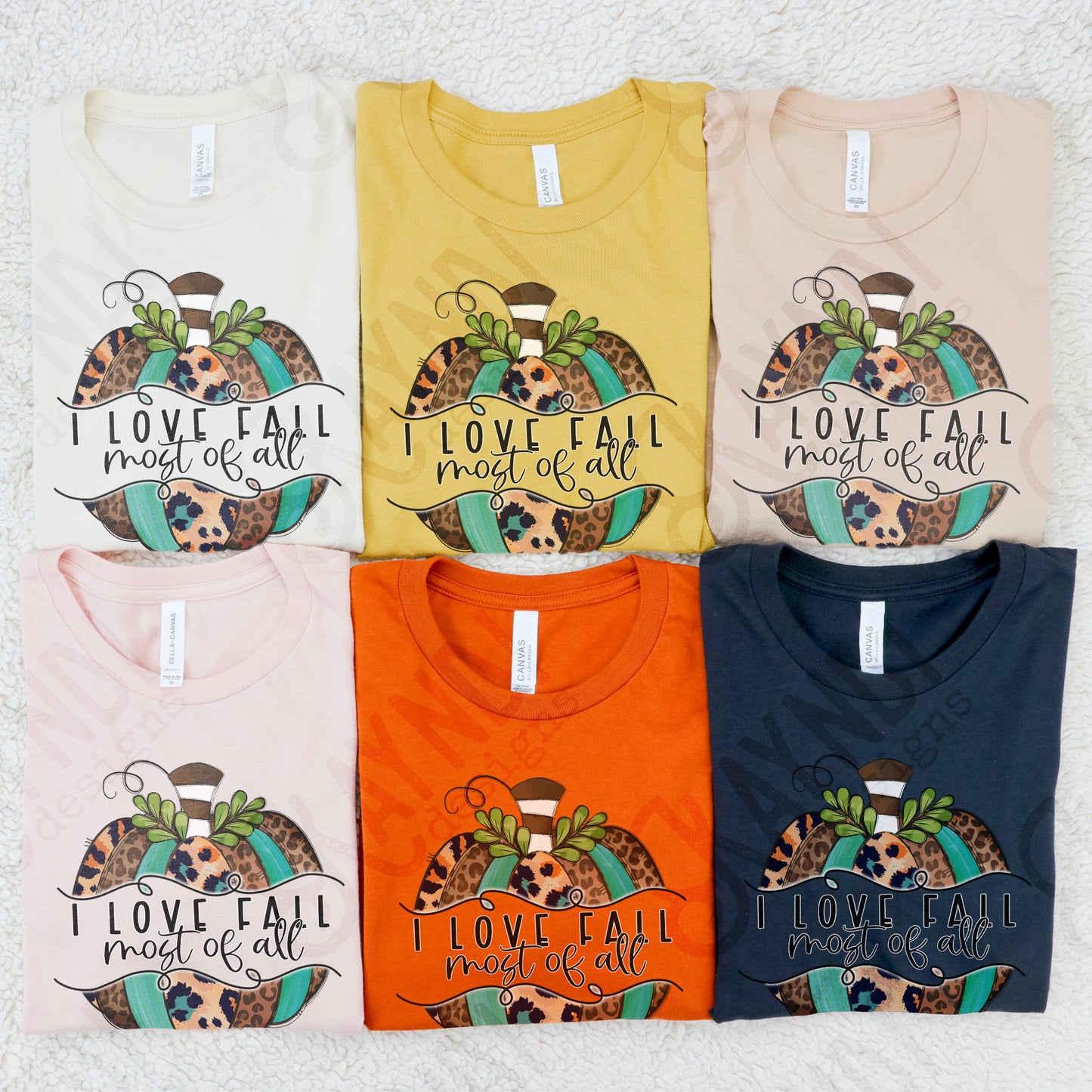 I Love Fall Most of All Sublimation Design PNG Digital Download Printable Leopard Turquoise Pumpkin