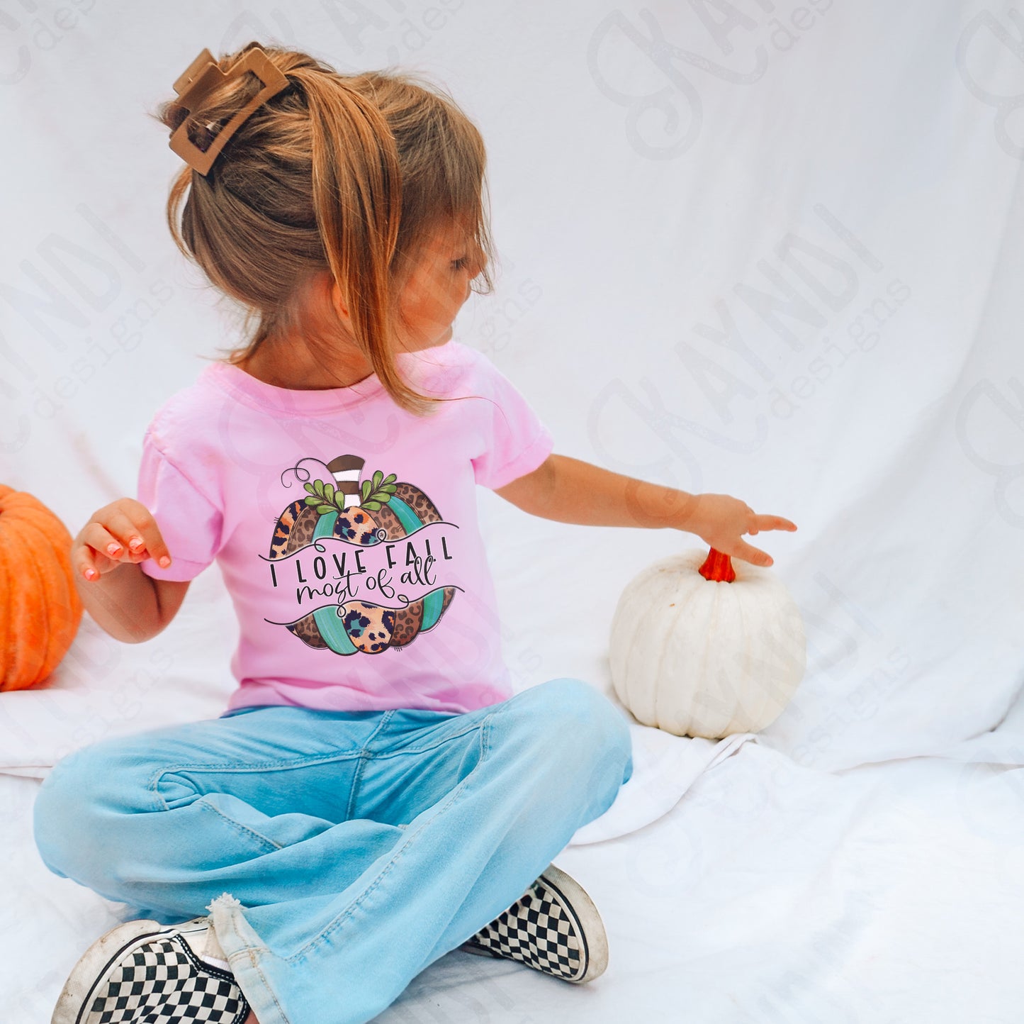 I Love Fall Most of All Sublimation Design PNG Digital Download Printable Leopard Turquoise Pumpkin