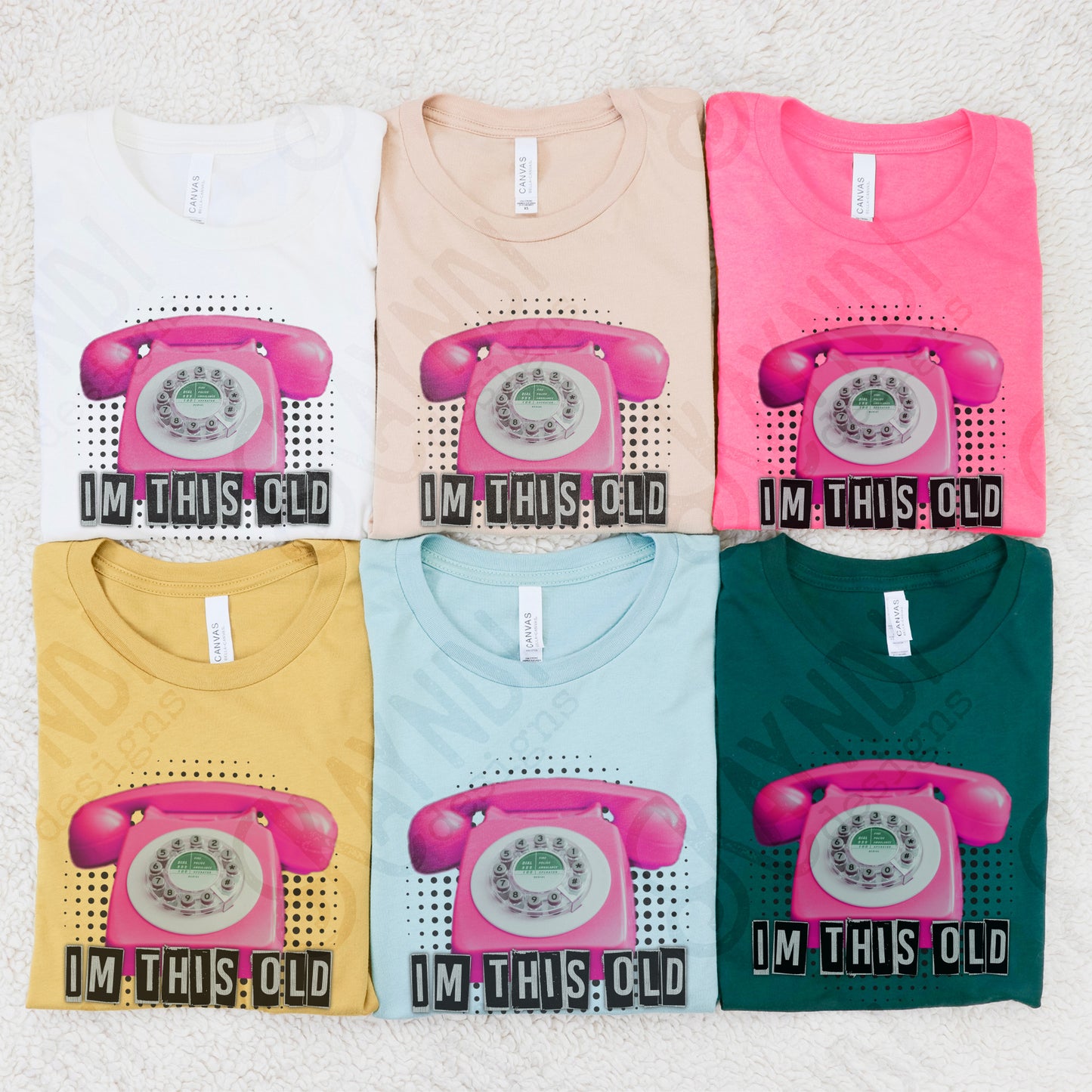 Im this Old Sublimation Design PNG Digital Download Printable Old Phone Pink Rotary