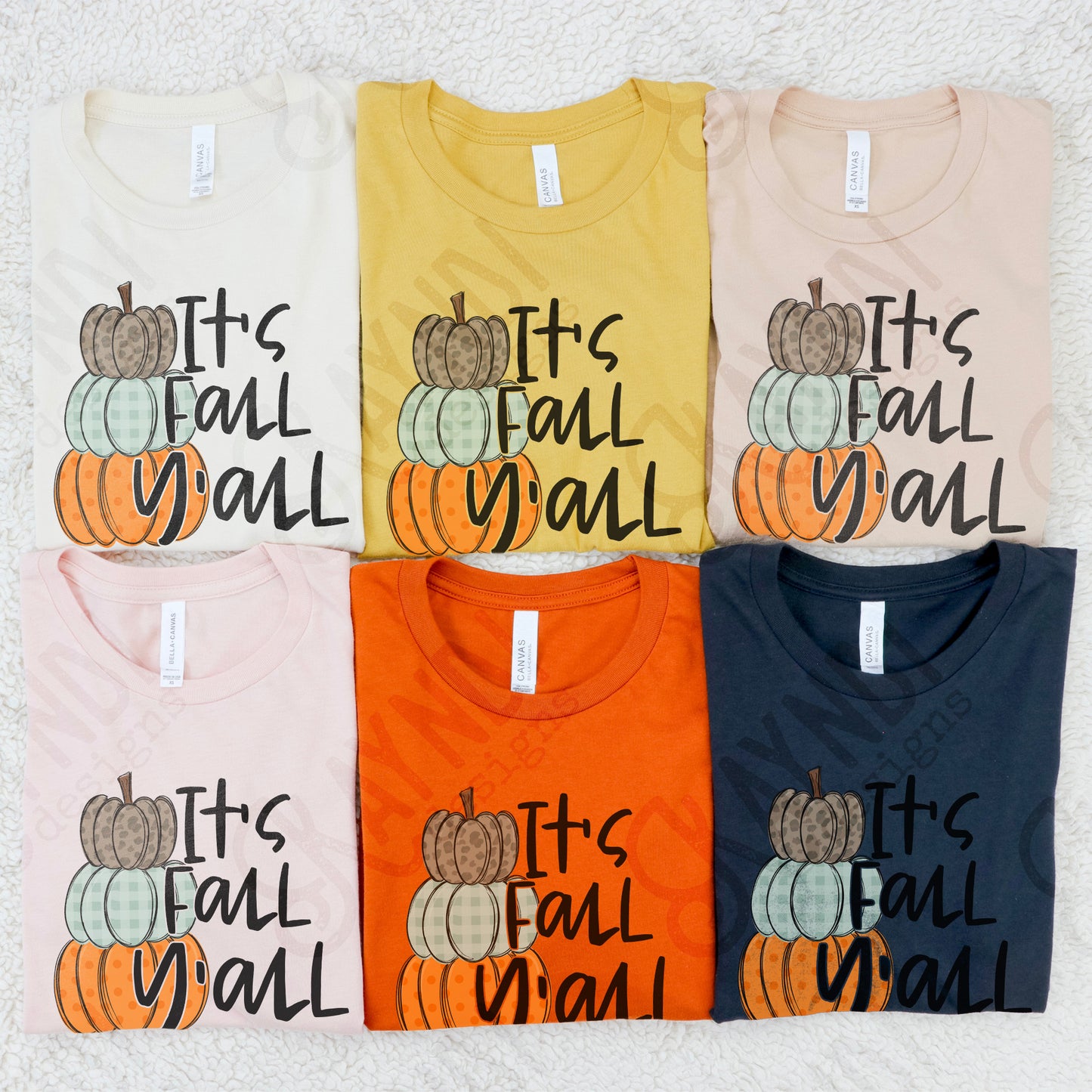 It's Fall Y'all Stacked Pumpkins Sublimation Design PNG Digital Download Printable