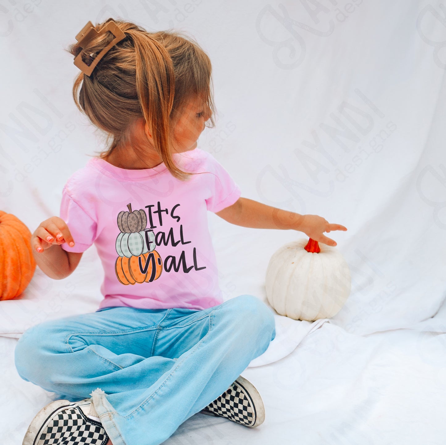 It's Fall Y'all Stacked Pumpkins Sublimation Design PNG Digital Download Printable