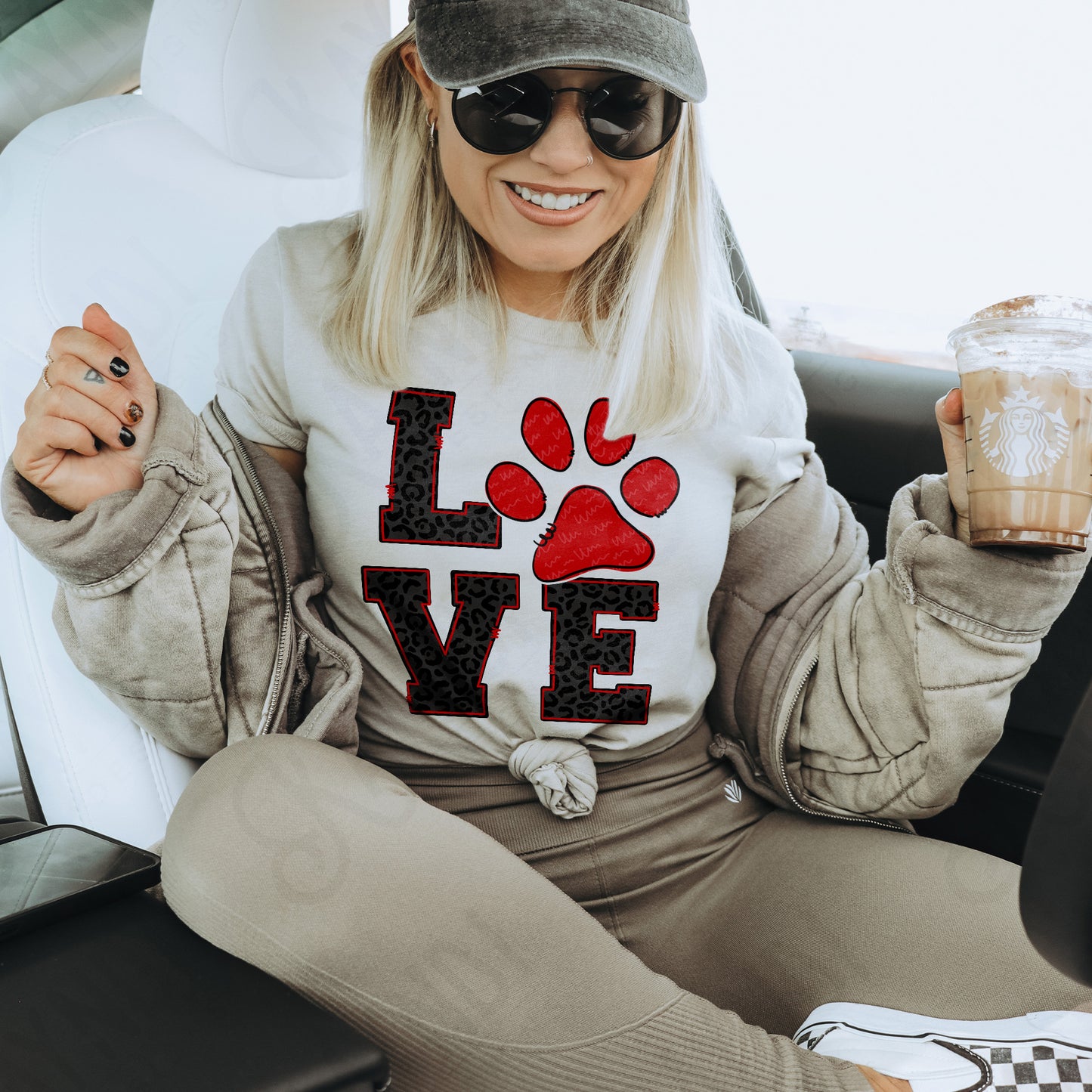 LOVE Red Paw Print Sublimation Design PNG Digital Download Printable