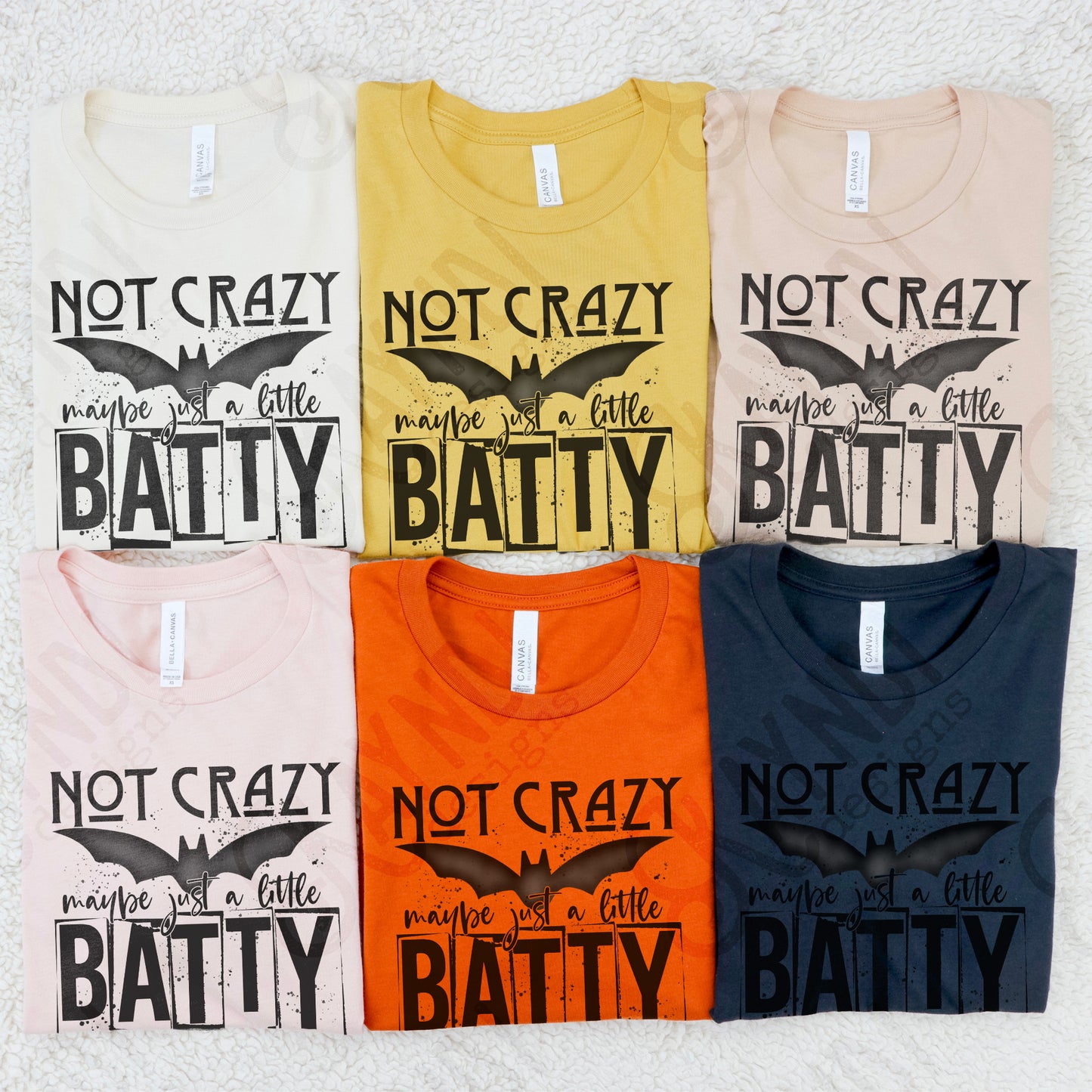 Not Crazy Maybe Just a Little Batty Sublimation Design PNG Digital Download Printable Halloween Bat Snarky Funny Humor Quote Saying