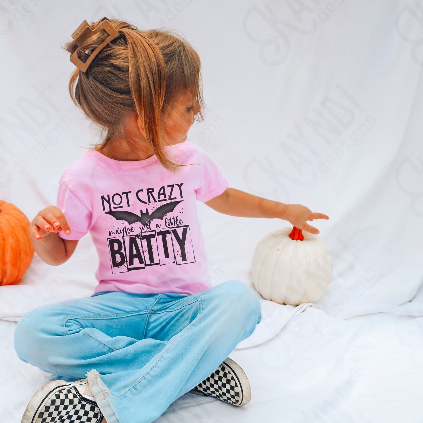 Not Crazy Maybe Just a Little Batty Sublimation Design PNG Digital Download Printable Halloween Bat Snarky Funny Humor Quote Saying