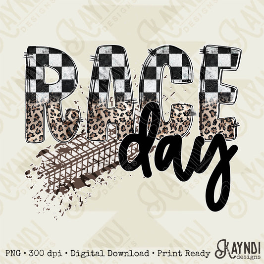 Race Day Tire Marks Sublimation Design PNG Digital Download Printable Checkered & Leopard