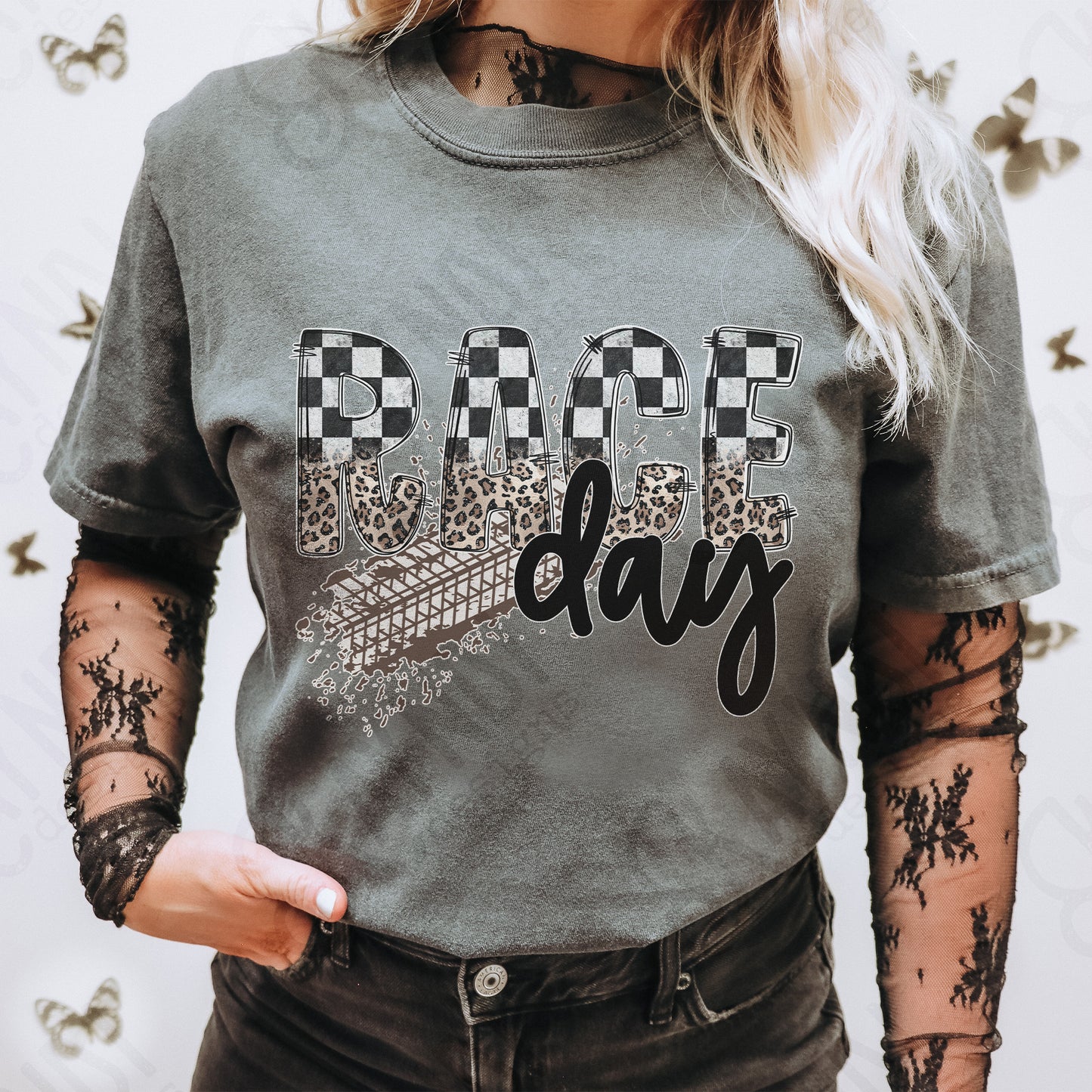 Race Day Tire Marks Sublimation Design PNG Digital Download Printable Checkered & Leopard