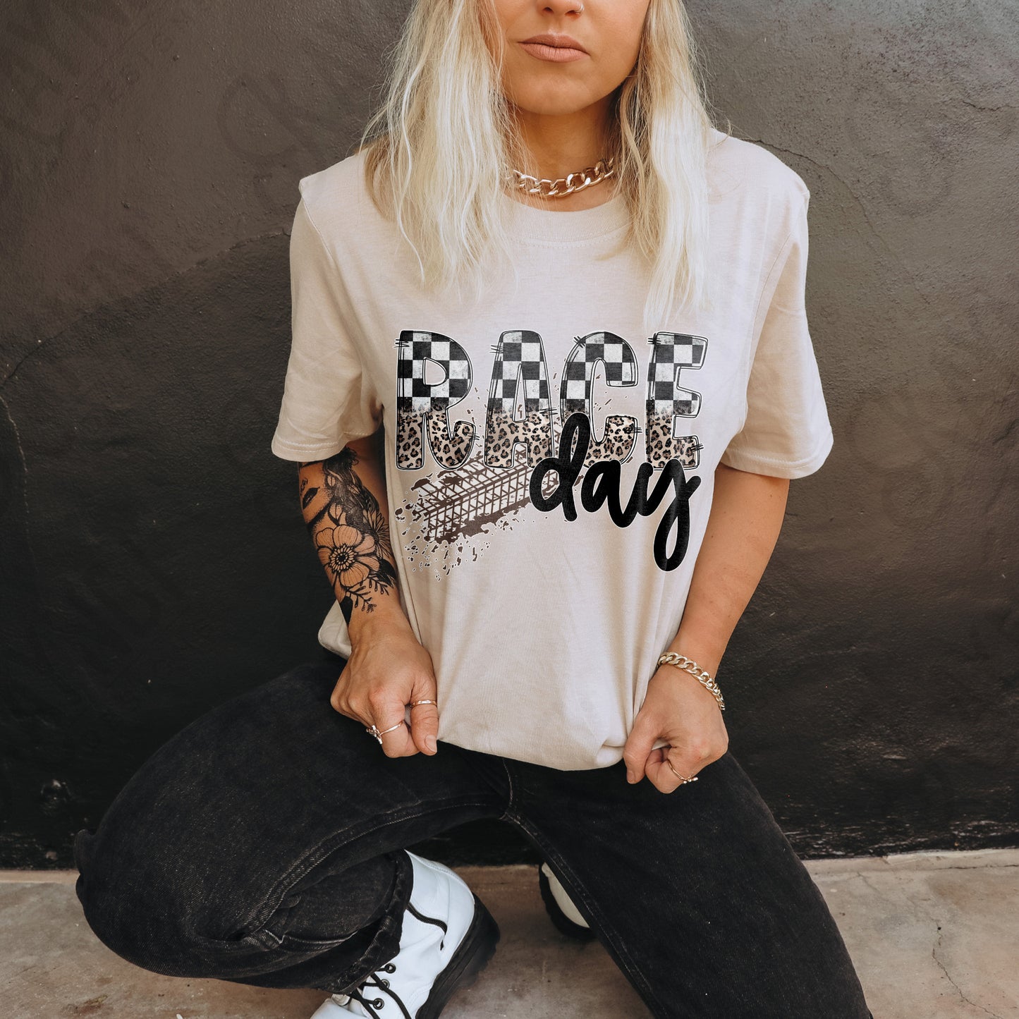 Race Day Tire Marks Sublimation Design PNG Digital Download Printable Checkered & Leopard