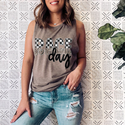 Race Day Sublimation Design PNG Digital Download Printable Checkered & Leopard