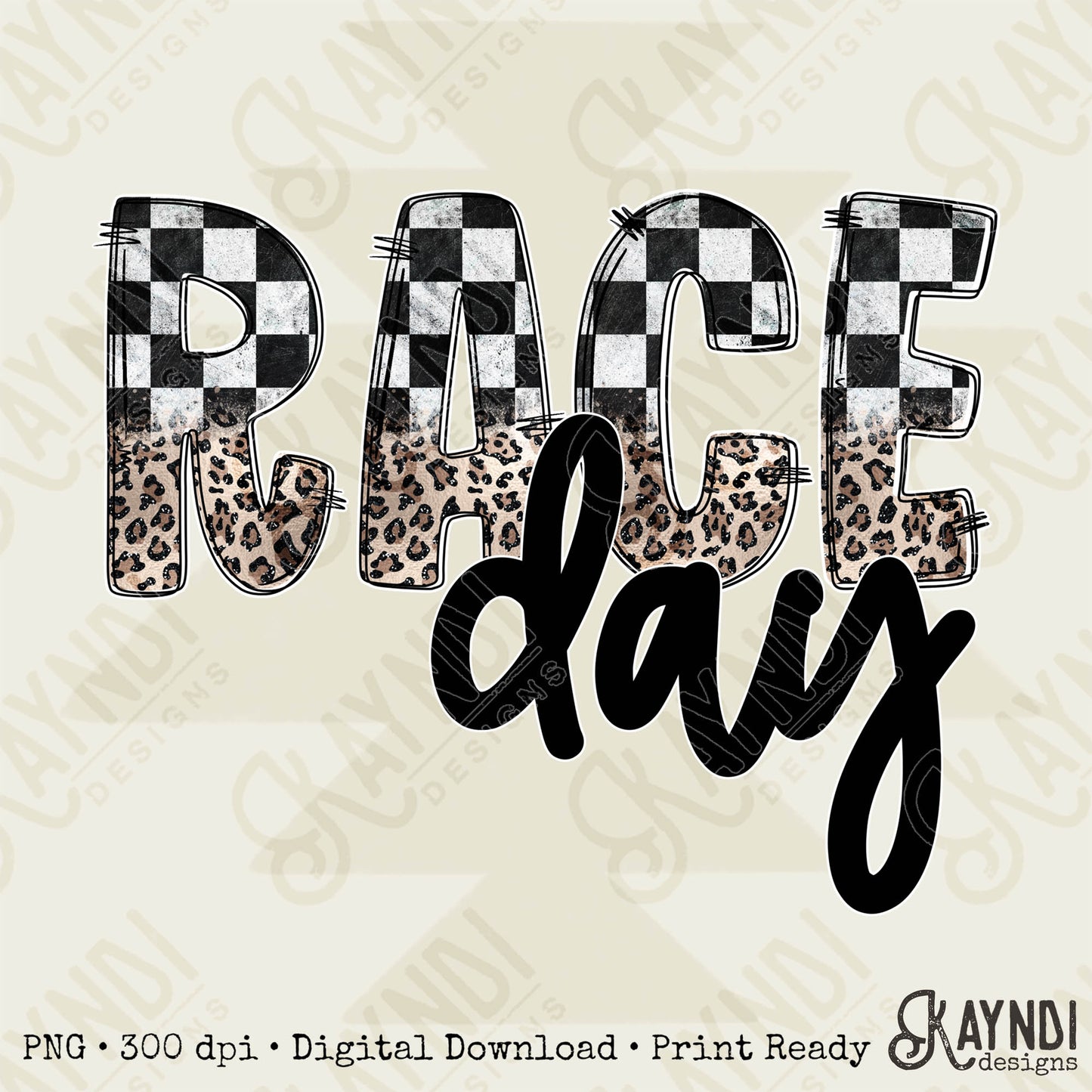 Race Day Sublimation Design PNG Digital Download Printable Checkered & Leopard