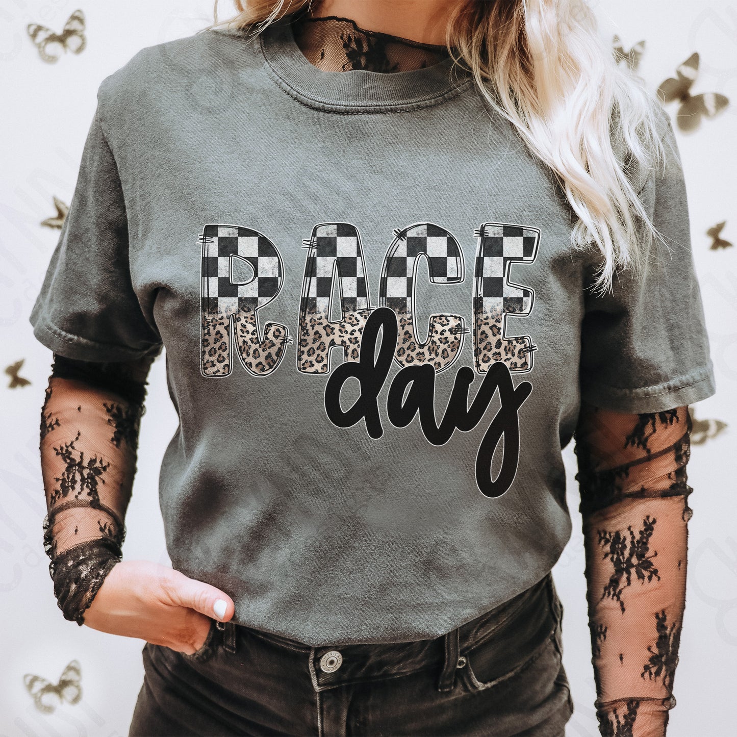 Race Day Sublimation Design PNG Digital Download Printable Checkered & Leopard