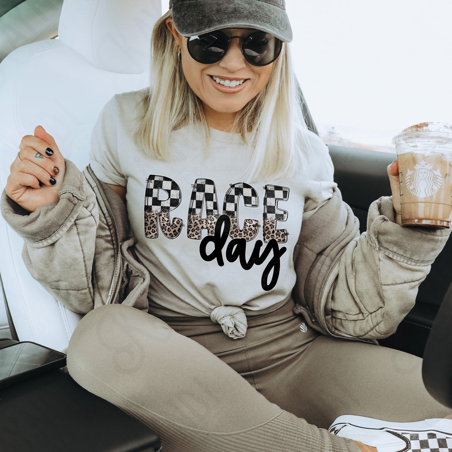 Race Day Sublimation Design PNG Digital Download Printable Checkered & Leopard