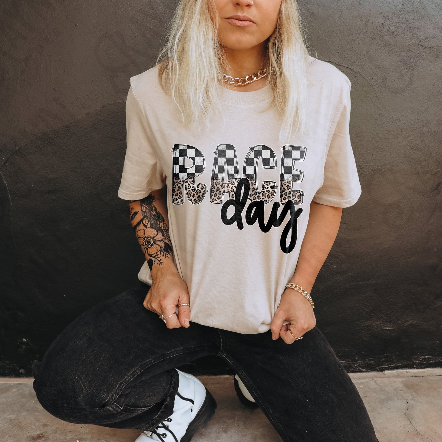 Race Day Sublimation Design PNG Digital Download Printable Checkered & Leopard