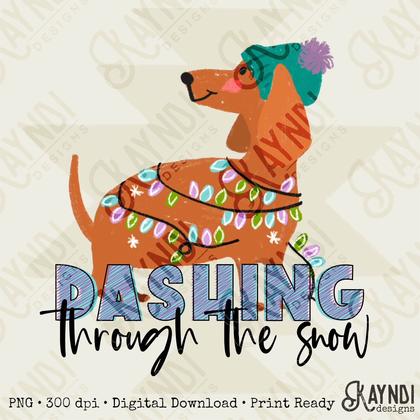Dashing Through The Snow Sublimation Design PNG Digital Download Printable Dachshund Weenie Weenier Dog Christmas Lights Winter Cute Girls