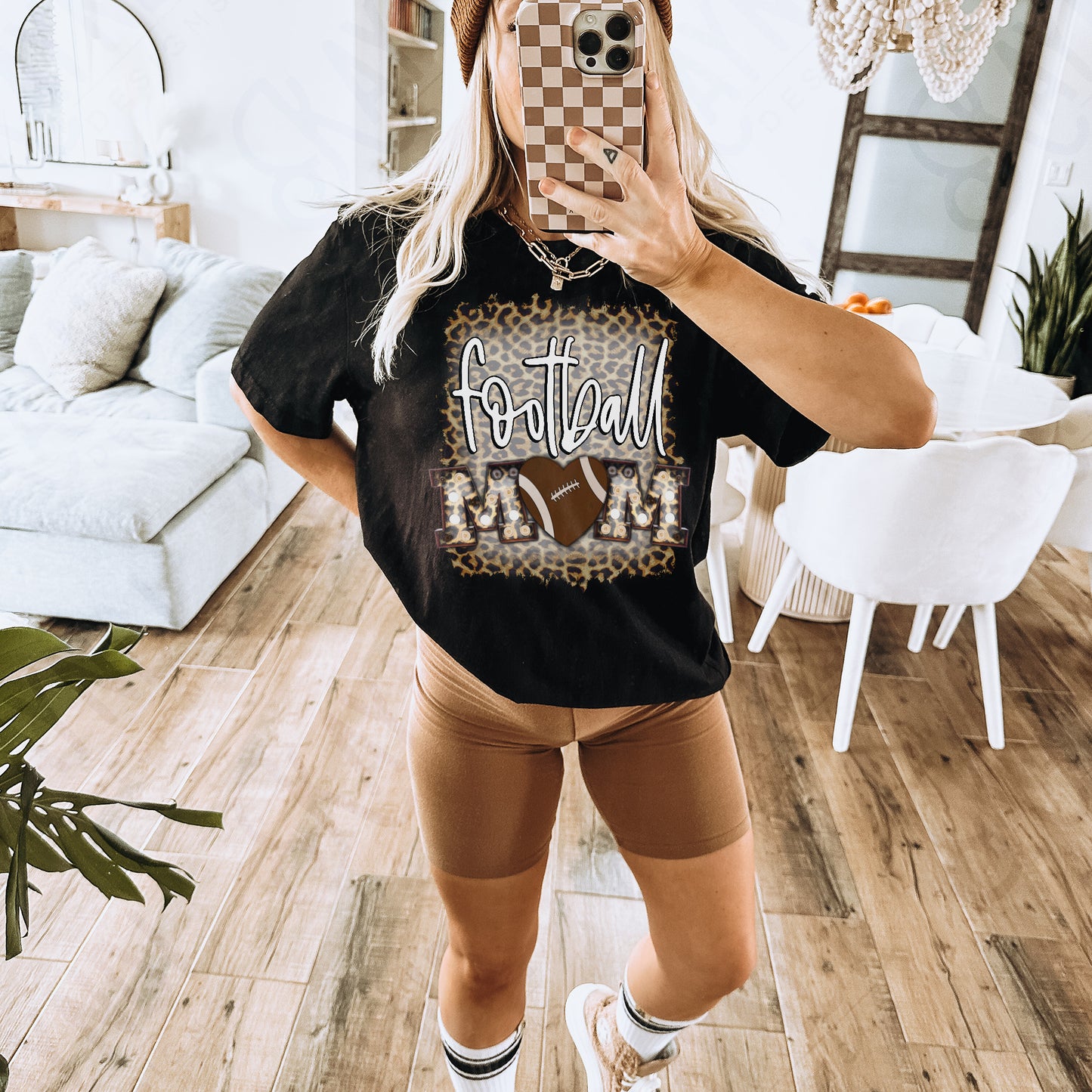 Football Mom Leopard Marquee Sublimation Design PNG Digital Download Printable