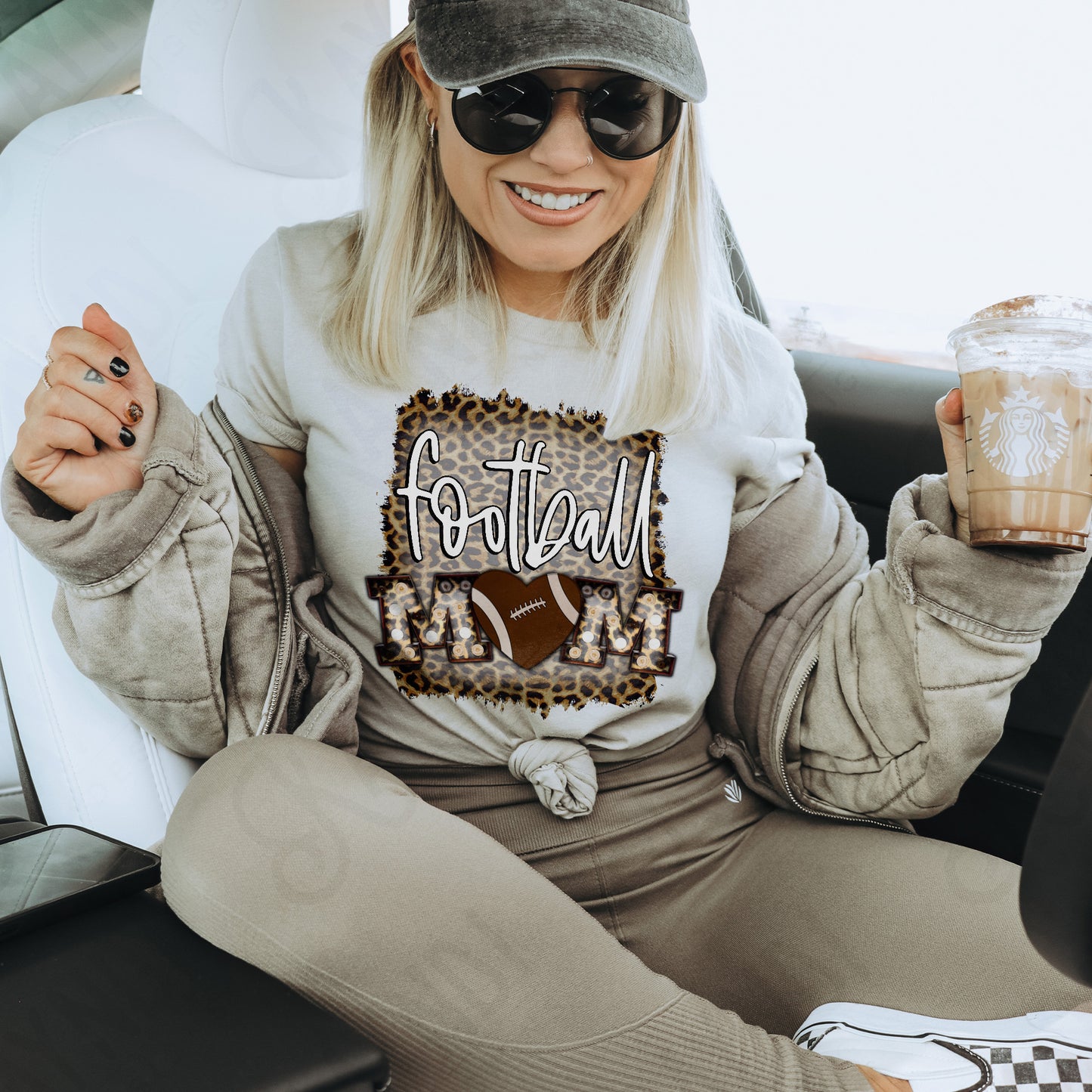 Football Mom Leopard Marquee Sublimation Design PNG Digital Download Printable