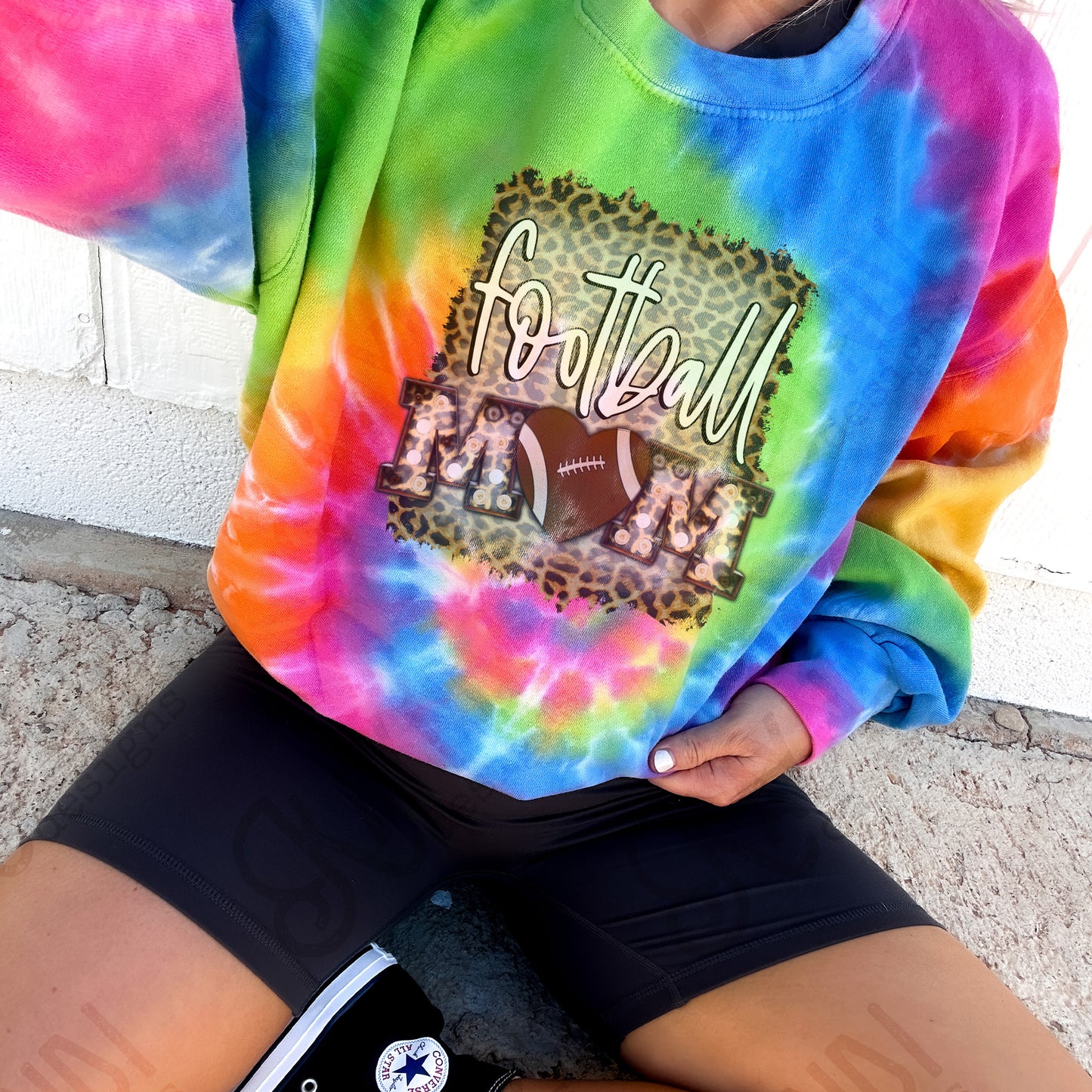 Football Mom Leopard Marquee Sublimation Design PNG Digital Download Printable