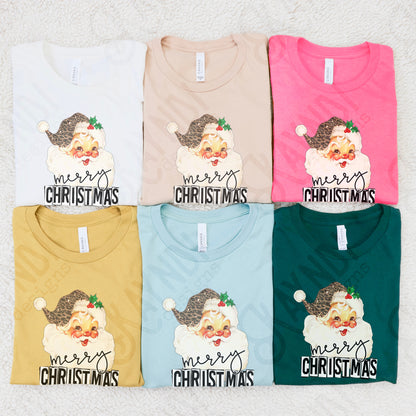 Merry Christmas Santa Sublimation Design PNG Digital Downloads Leopard Cheetah Print Vintage Santa DTG Printable Design