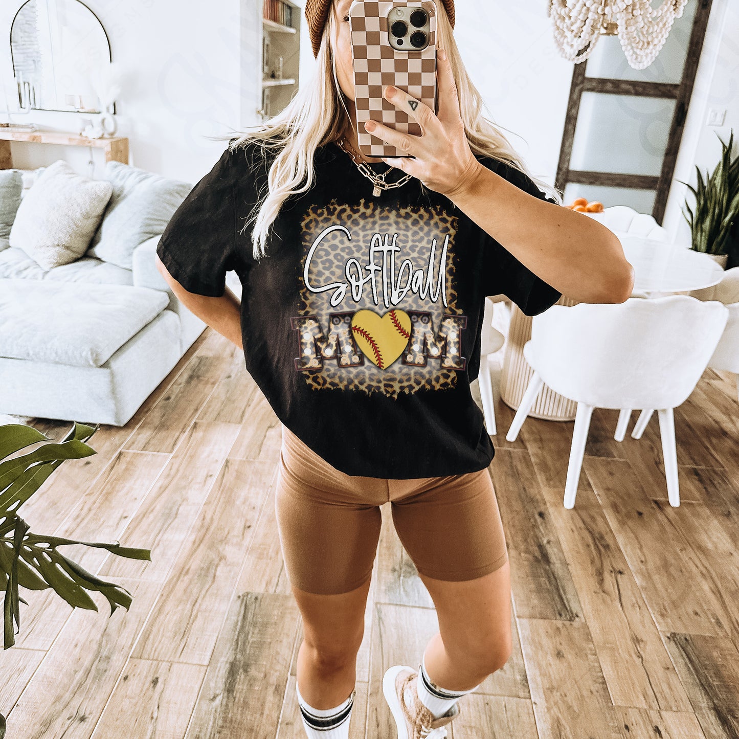 Softball Mom Leopard Marquee Sublimation Design PNG Digital Download Printable