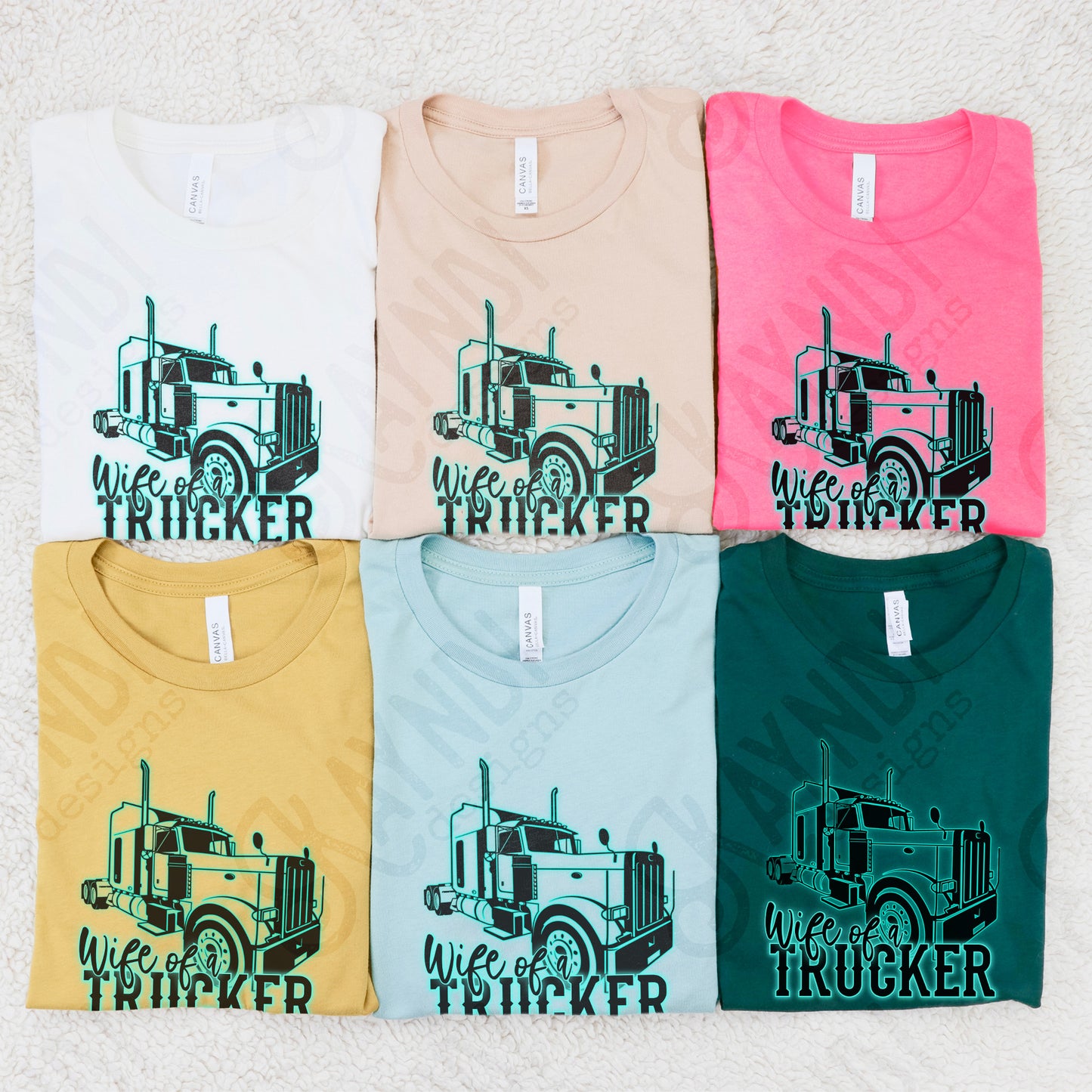 Wife of a Trucker Sublimation Design PNG Digital Download Printable Teal Turquoise Neon