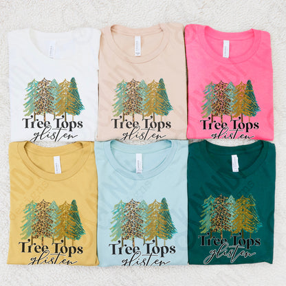 Tree Tops Glisten Sublimation Design PNG Digital Download Printable Christmas Winter Leopard Cheetah Christmas Tree Trees