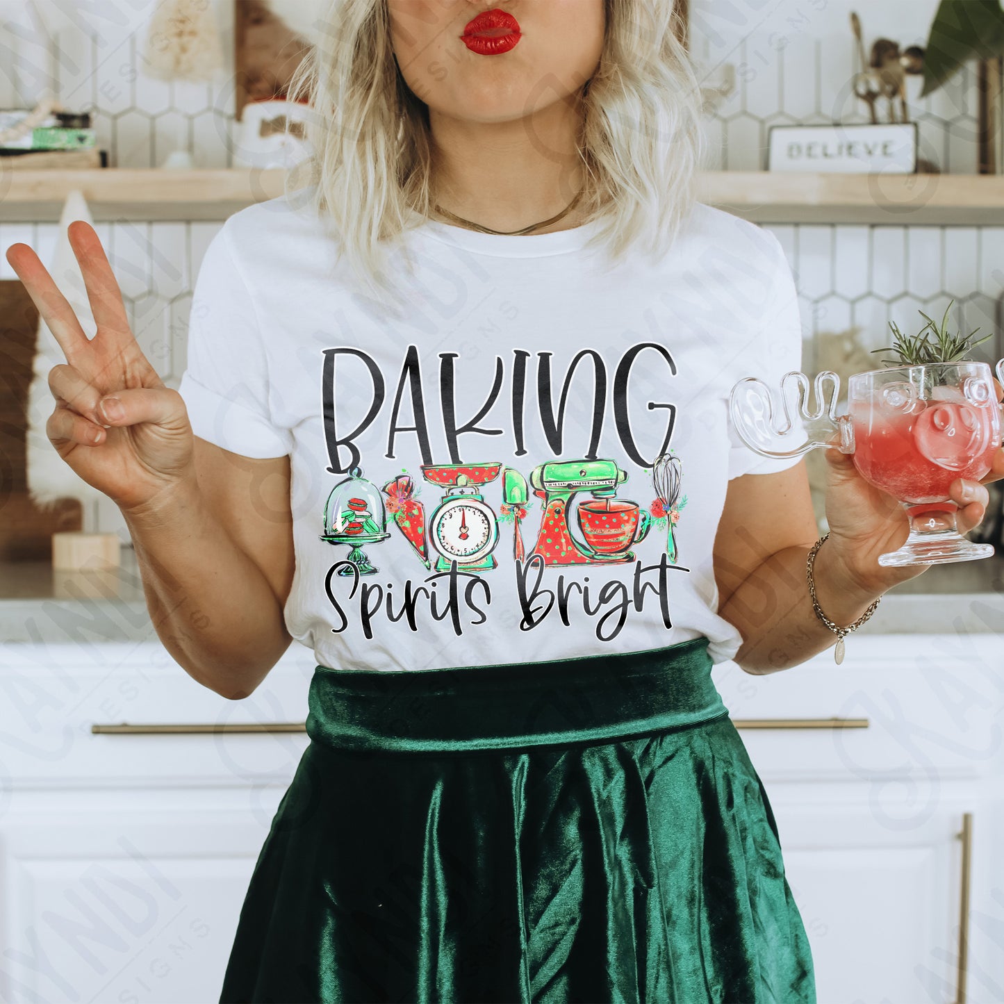 Baking Spirits Bright Sublimation Design PNG Digital Download Printable Christmas Baking