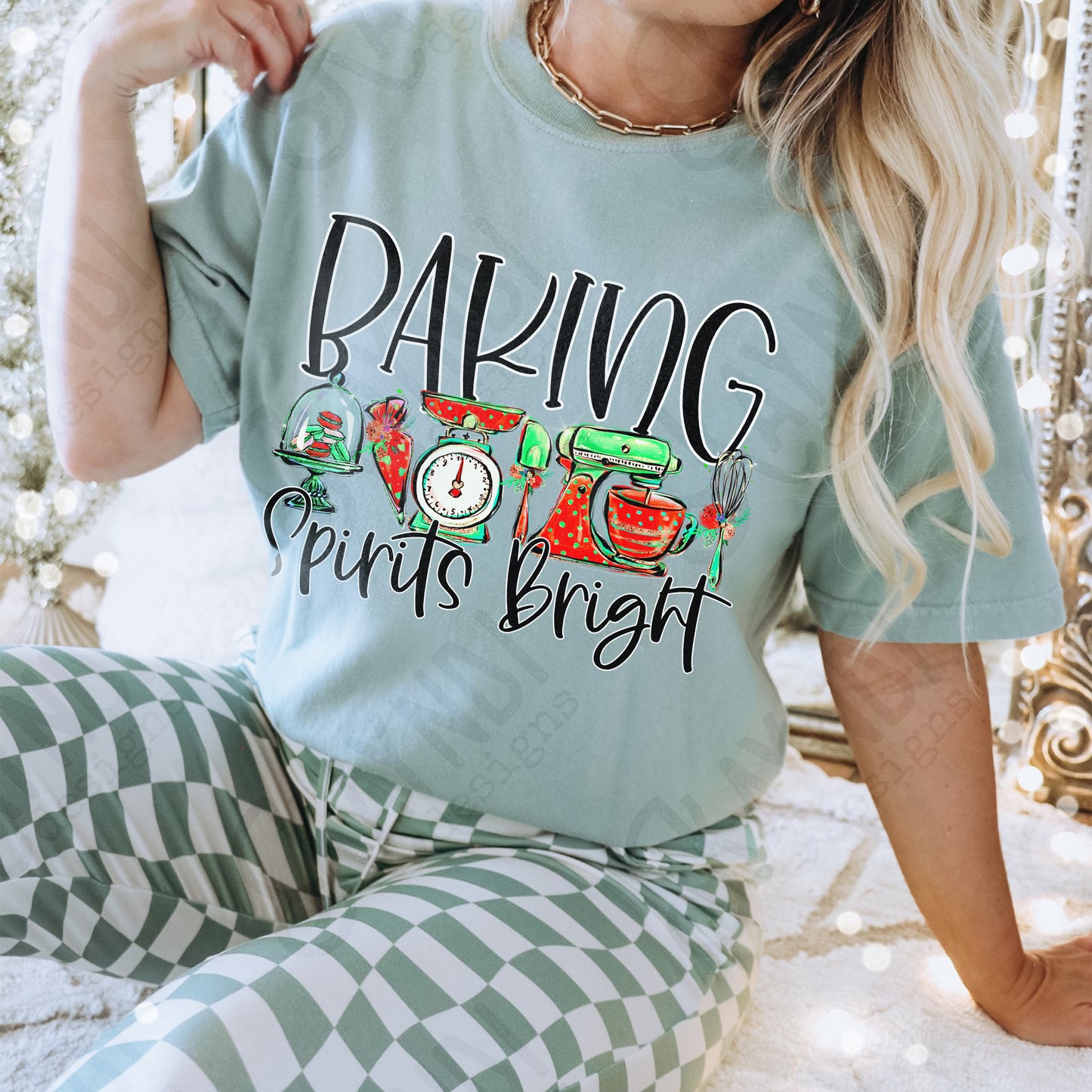 Baking Spirits Bright Sublimation Design PNG Digital Download Printable Christmas Baking