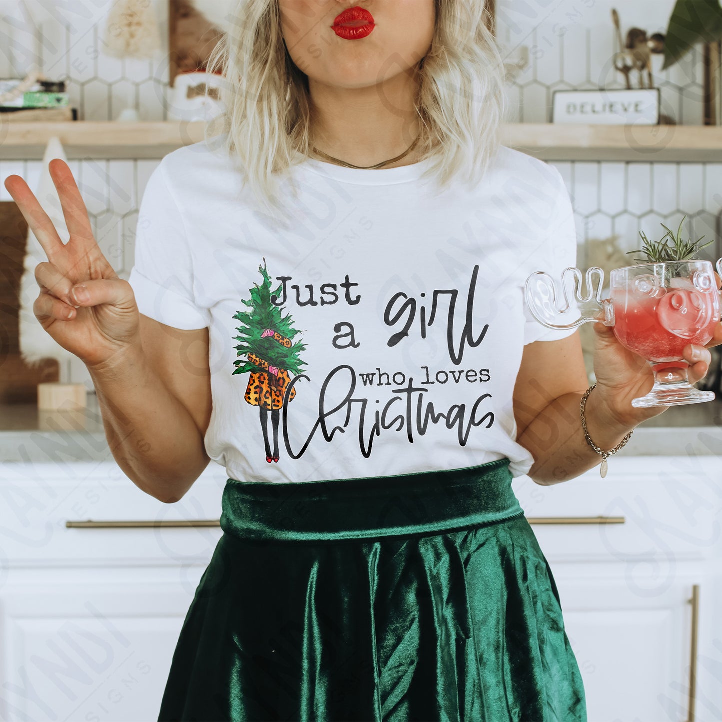 Just a Girl Who Loves Christmas Sublimation Design PNG Digital Download Printable