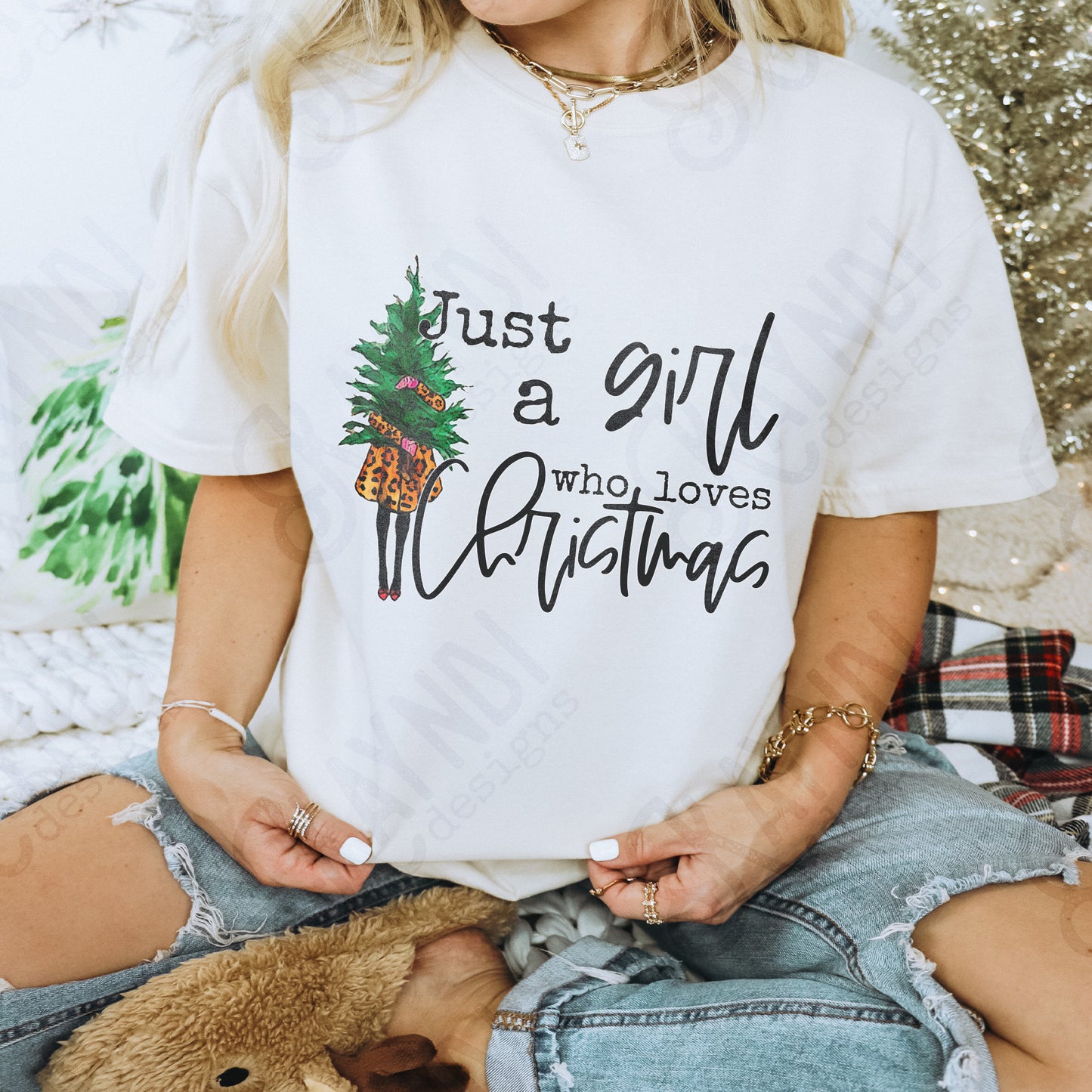 Just a Girl Who Loves Christmas Sublimation Design PNG Digital Download Printable