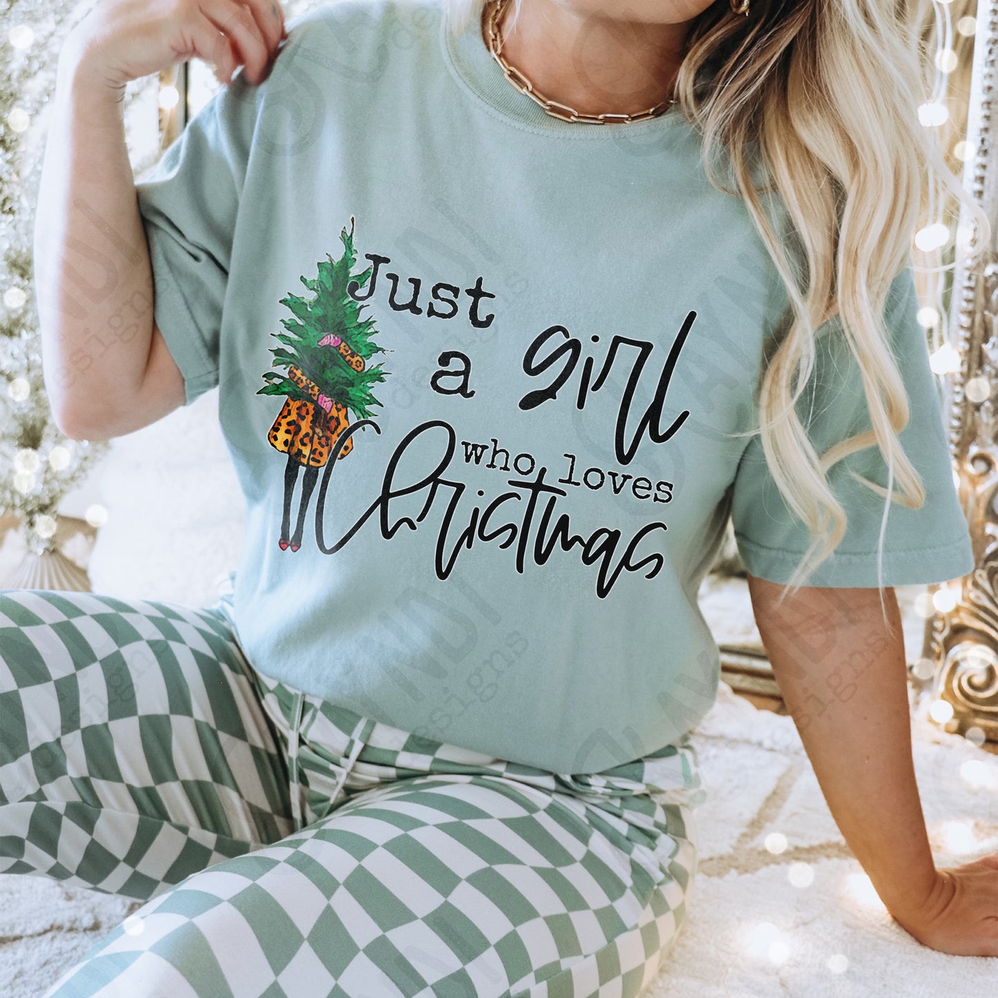 Just a Girl Who Loves Christmas Sublimation Design PNG Digital Download Printable