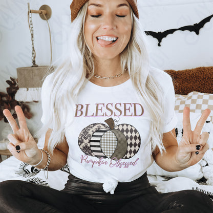 Blessed Pumpkin Obsessed Sublimation Design PNG Digital Download Printable Pumpkin Fall Preppy