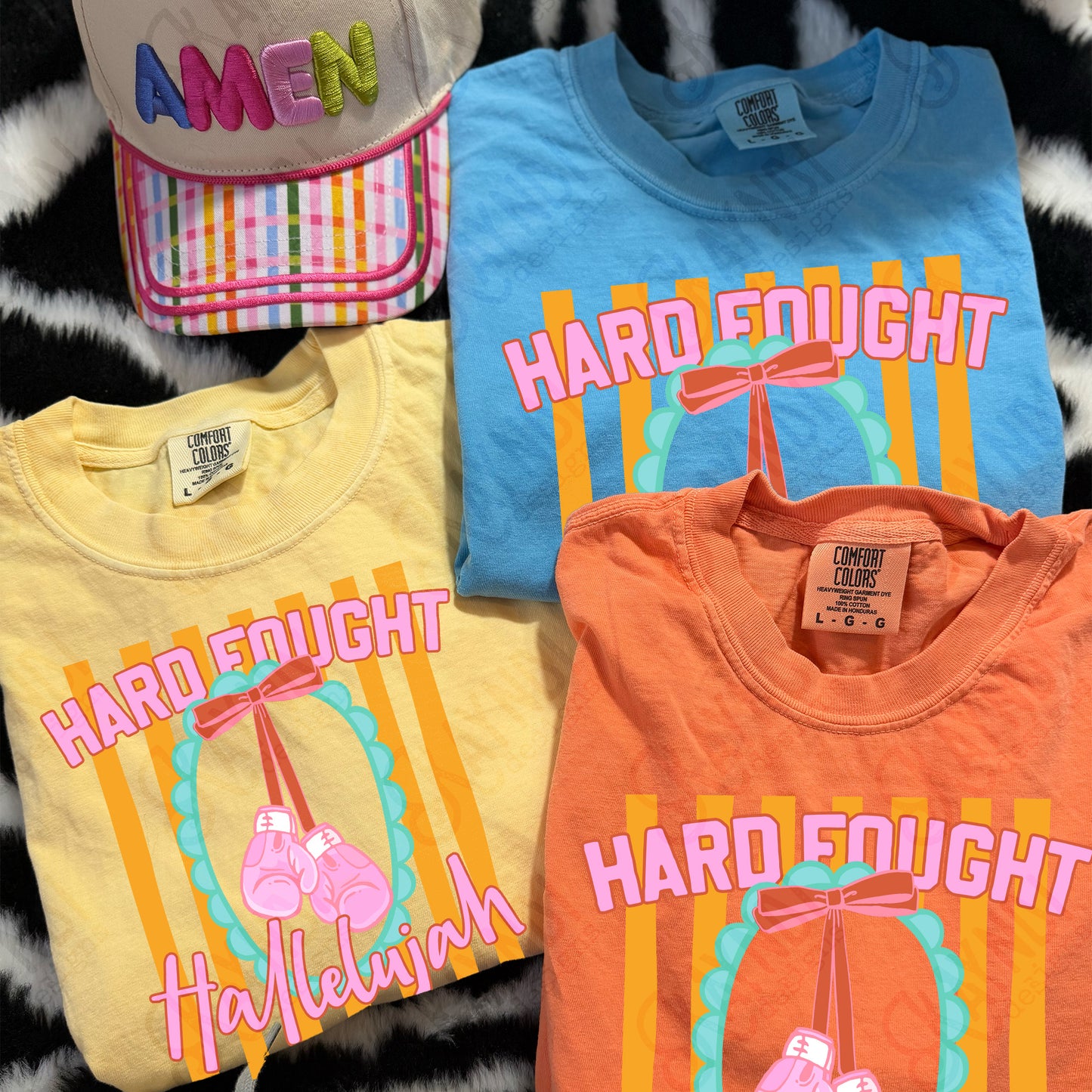 Hard Fought Hallelujah PNG Digital Download Sublimation DTF Print Boxing Pink Preppy Scalloped