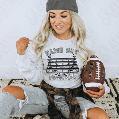 Game Day Social Club Blue Sublimation Design PNG Digital Download Printable Bleachers School Spirit
