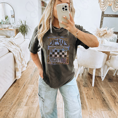 The Way To Heaven Sublimation Design PNG Digital Download Printable Faith Checkered Jesus