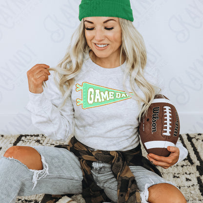 Game Day Pendant Gold 13 Green Light Sublimation Design PNG Digital Download Printable School Spirit