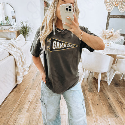 Game Day Pendant Gold 21 Black Sublimation Design PNG Digital Download Printable School Spirit