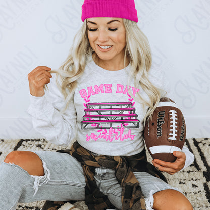 Game Day Social Pink Sublimation Design PNG Digital Download Printable Bleachers School Spirit
