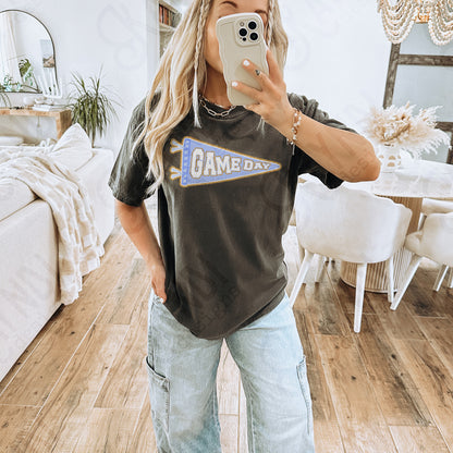 Game Day Pendant Gold 16 Blue Light Sublimation Design PNG Digital Download Printable School Spirit