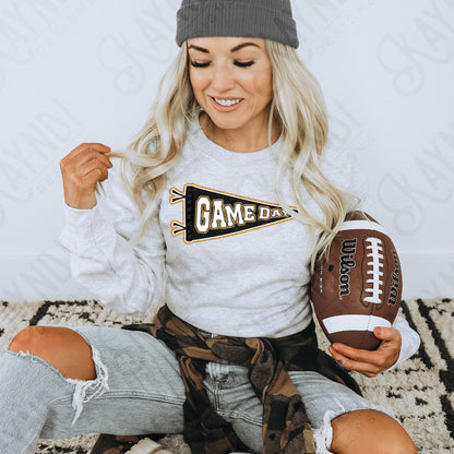 Game Day Pendant Gold 21 Black Sublimation Design PNG Digital Download Printable School Spirit