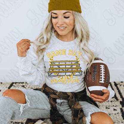 Game Day Social Club Gold Sublimation Design PNG Digital Download Printable Bleachers School Spirit
