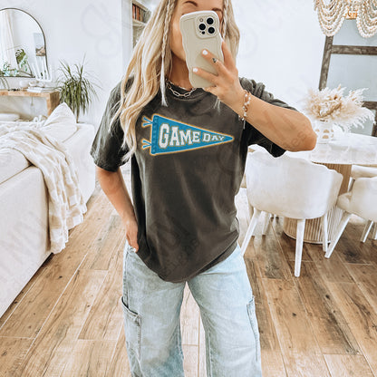 Game Day Pendant Gold 15 Blue Teal Sublimation Design PNG Digital Download Printable School Spirit