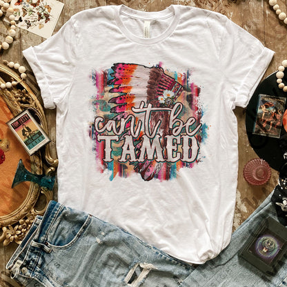 Can't Be Tamed Sublimation Design PNG Digital Download Printable Head Dress Aztec Brushstroke