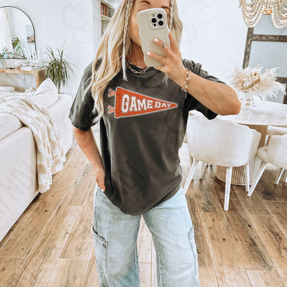 Game Day Pendant Silver 5 Orange Sublimation Design PNG Digital Download Printable School Spirit