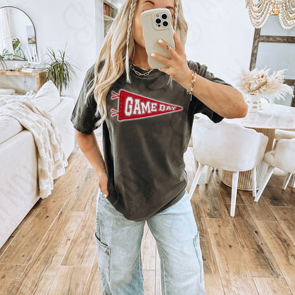 Game Day Pendant Silver 3 Red Sublimation Design PNG Digital Download Printable School Spirit