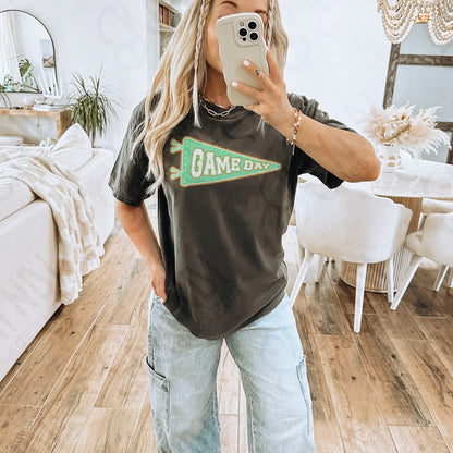 Game Day Pendant Gold 13 Green Light Sublimation Design PNG Digital Download Printable School Spirit