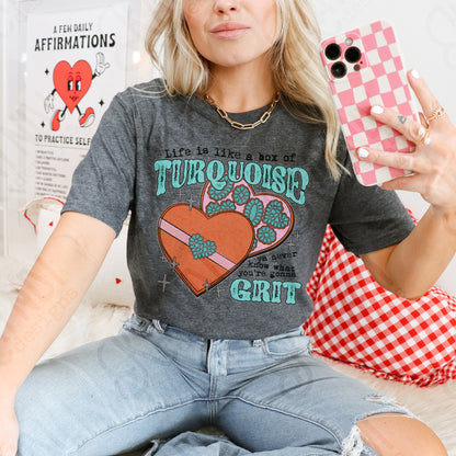 Life is Like a Box of Turquoise Sublimation Design PNG Digital Download Printable Valentines Grit Country