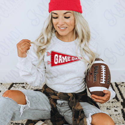 Game Day Pendant Silver 3 Red Sublimation Design PNG Digital Download Printable School Spirit