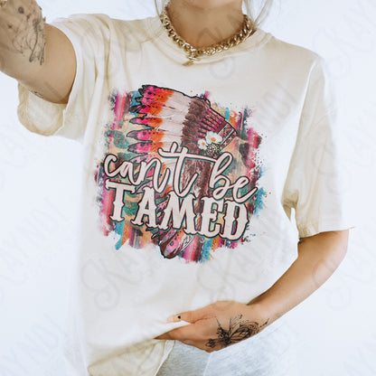 Can't Be Tamed Sublimation Design PNG Digital Download Printable Head Dress Aztec Brushstroke